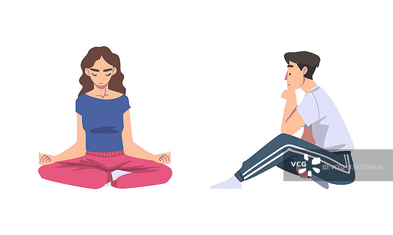 跪在地上坐着的男女图片素材