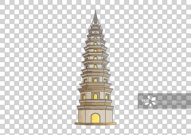 济南地标古建筑免抠灵岩寺辟支塔图片素材