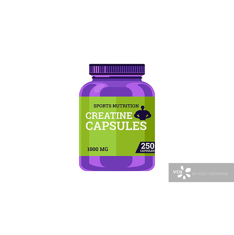 紫色塑料瓶装肌酸胶囊图片素材