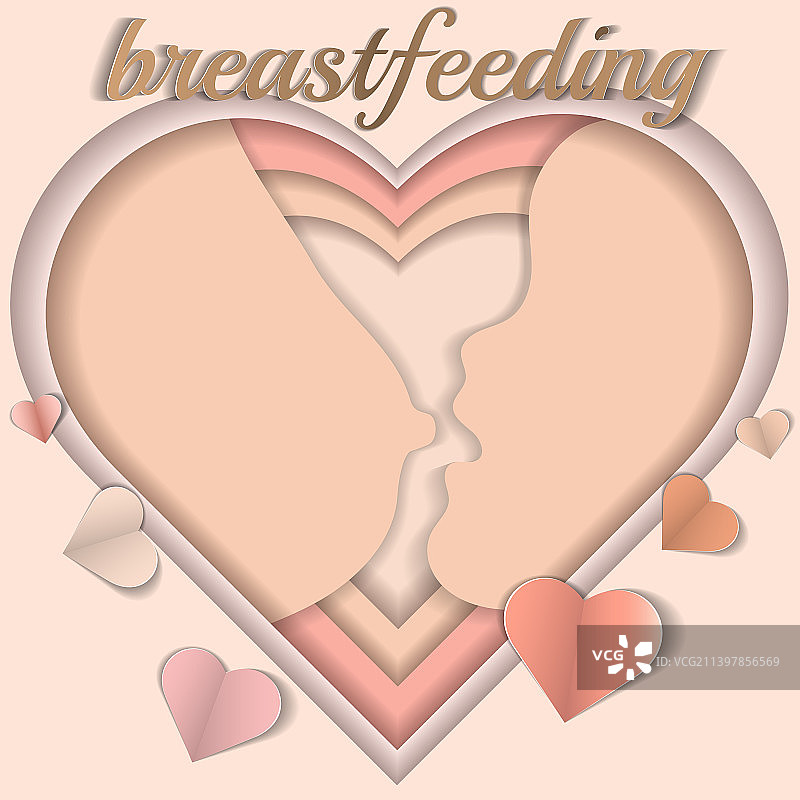 世界母乳喂养周剪纸明信片图片素材