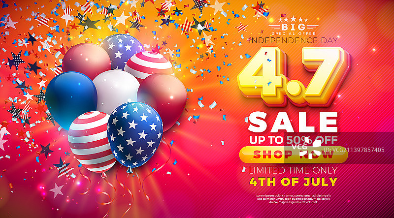 7月4日美国独立日促销banner设计图片素材