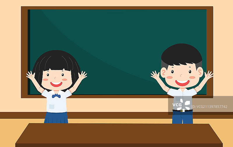 课堂上快乐的可爱学生图片素材