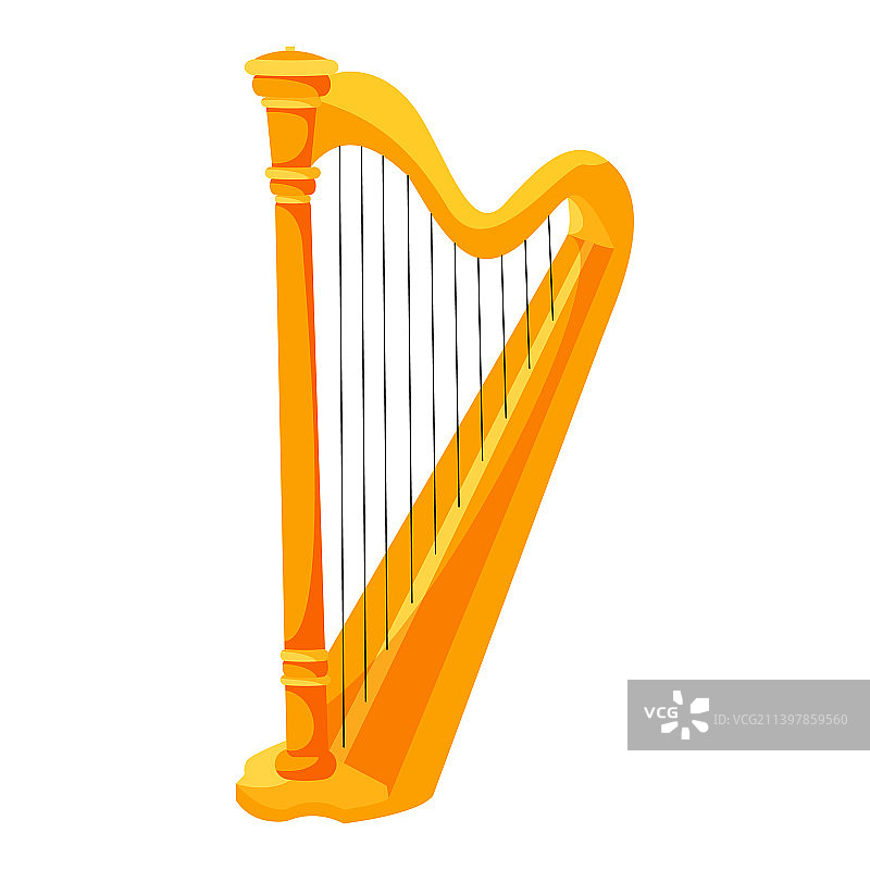 卡通明亮竖琴图标，白色背景图片素材