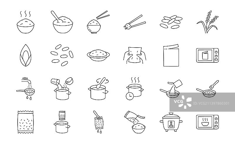 米饭涂鸦（含碗图标）图片素材