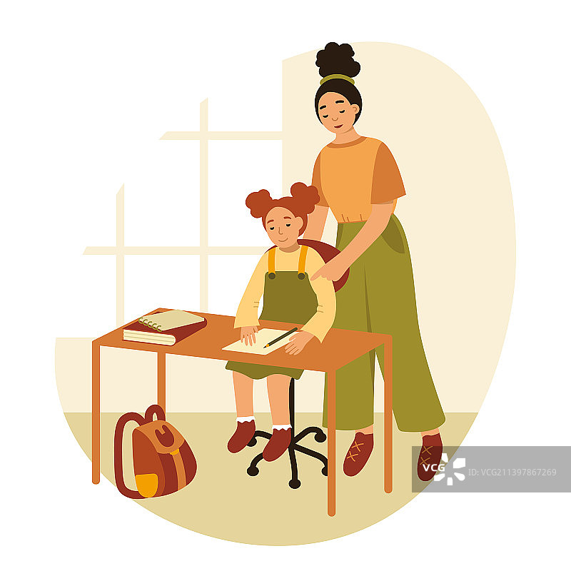 妈妈在家教孩子图片素材