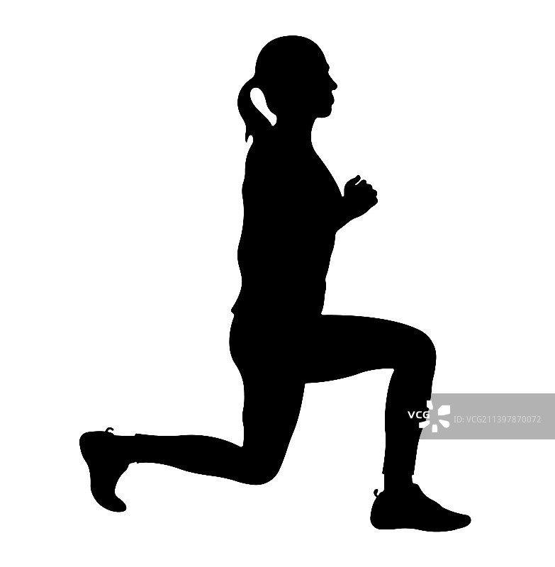 弓步下蹲锻炼剪影图片素材