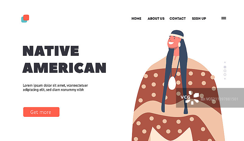 美洲原住民风格着陆页模板图片素材