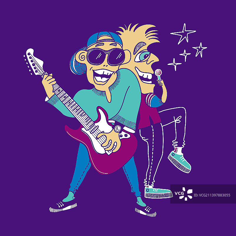 摇滚音乐会上弹奏电吉他的音乐人图片素材