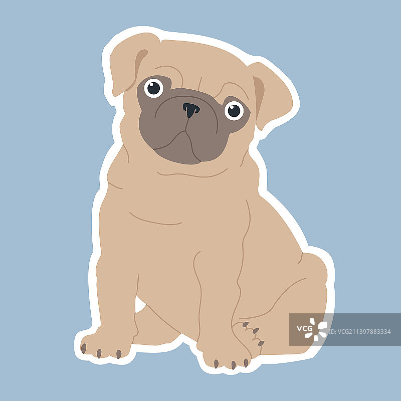 儿童用可爱巴哥犬贴纸图片素材