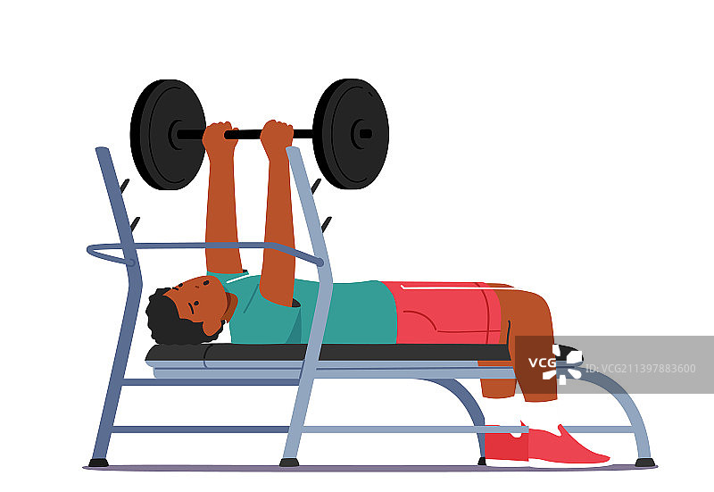 黑人男子卧推杠铃图片素材
