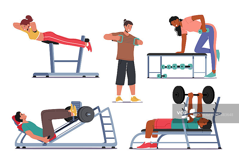 健身房男女训练人群图片素材