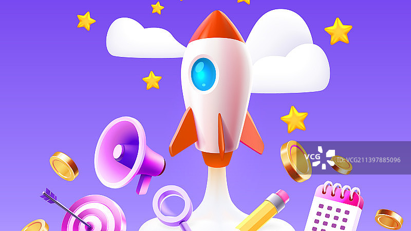 火箭太空创业创意封面图片素材