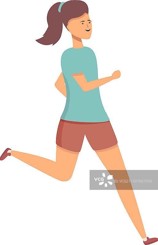 奔跑的女孩图标卡通运动学校图片素材