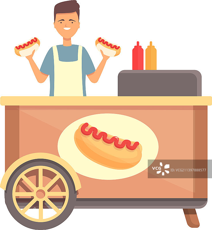 热狗店图标卡通街头美食图片素材