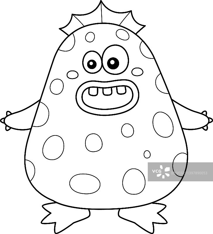 儿童怪物鱼涂色页图片素材