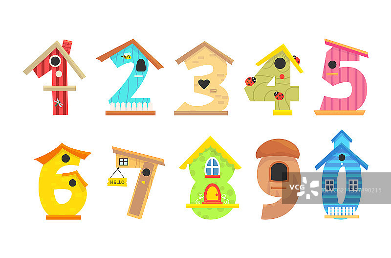 儿童风格数字鸟舍设计合集图片素材