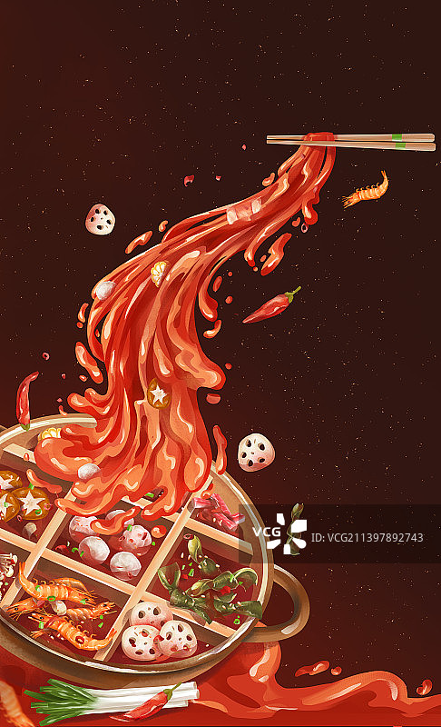中国传统美食之九宫格火锅图片素材