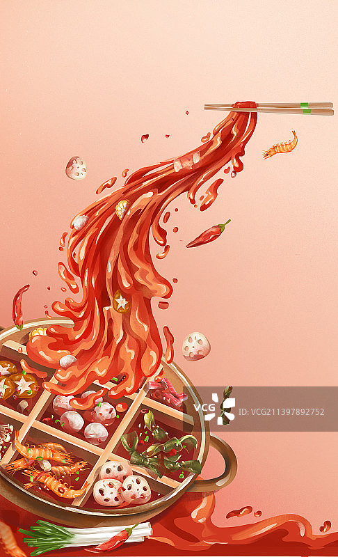 中国传统美食之九宫格火锅图片素材