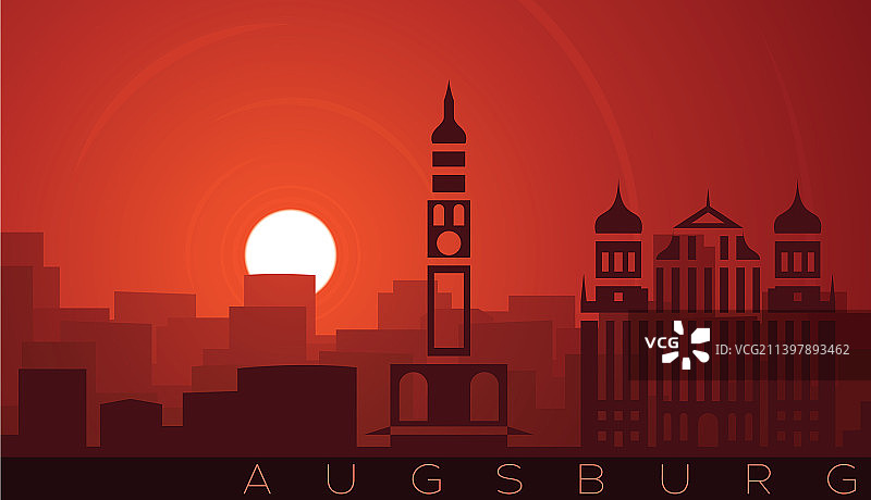 奥格斯堡低角度阳光天际线图片素材