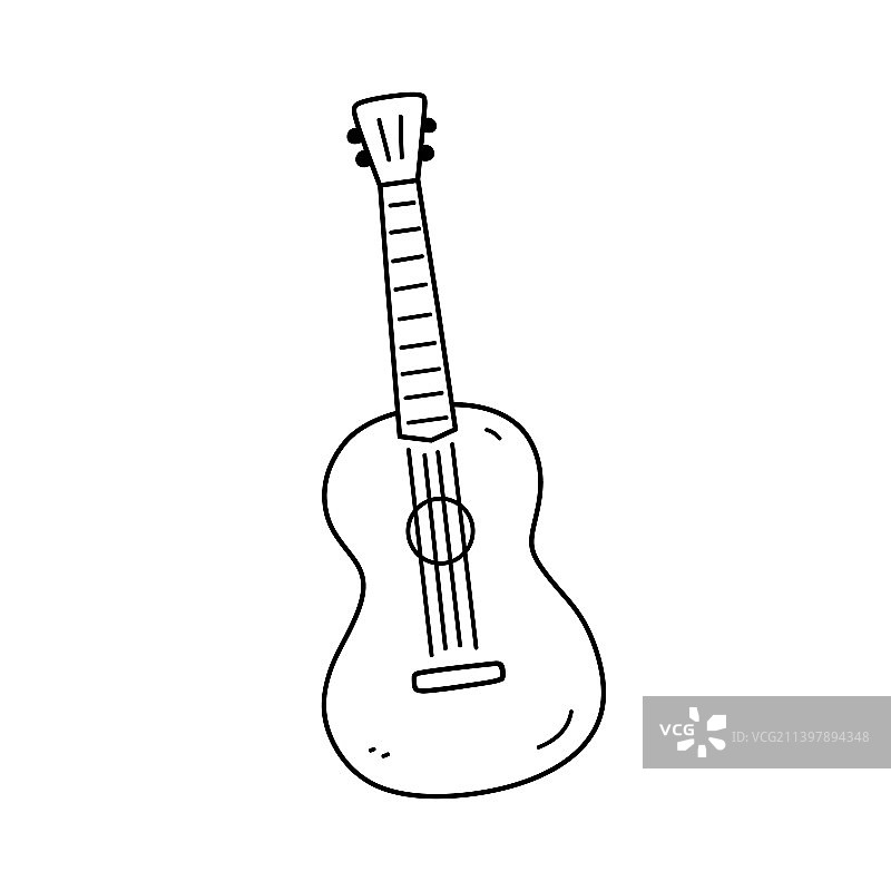 白色背景上的原声吉他或尤克里里图片素材