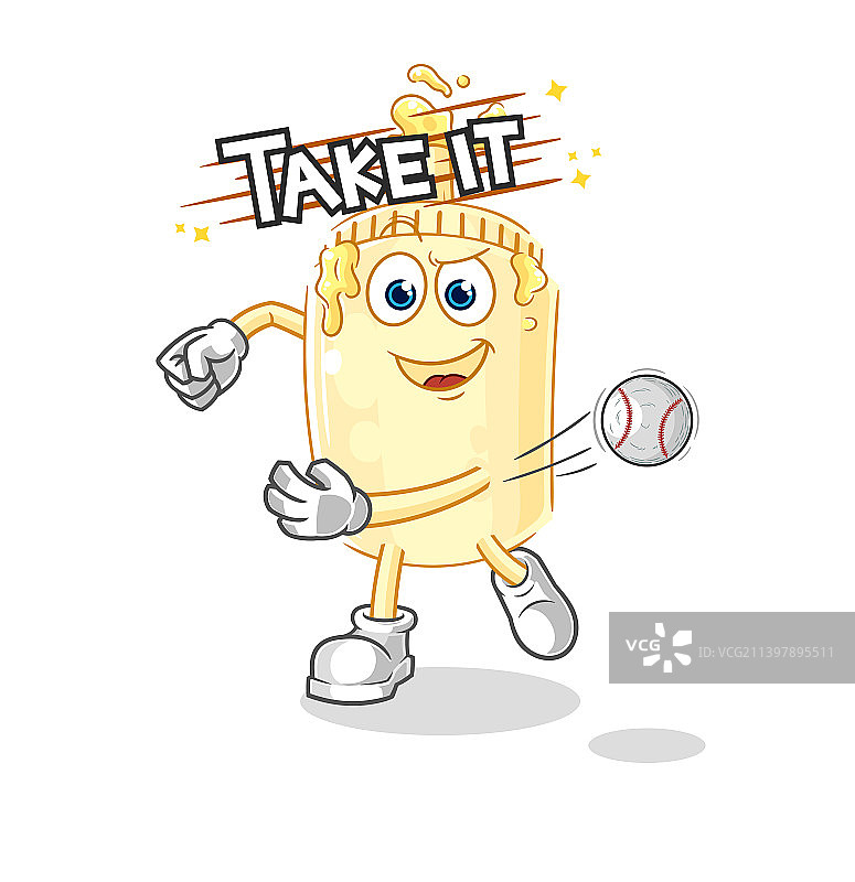 卡通棒球运动员扔蛋黄酱图片素材