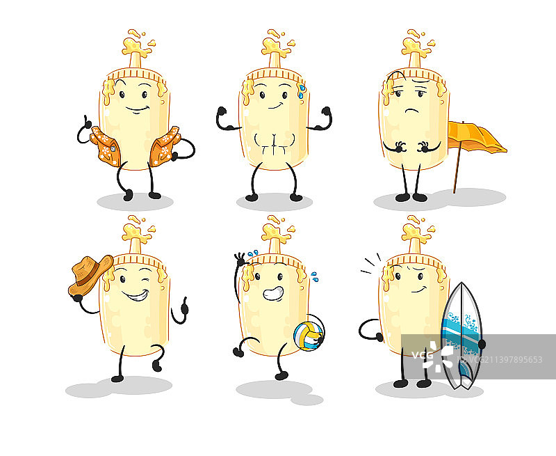 蛋黄酱海滩度假卡通人物图片素材