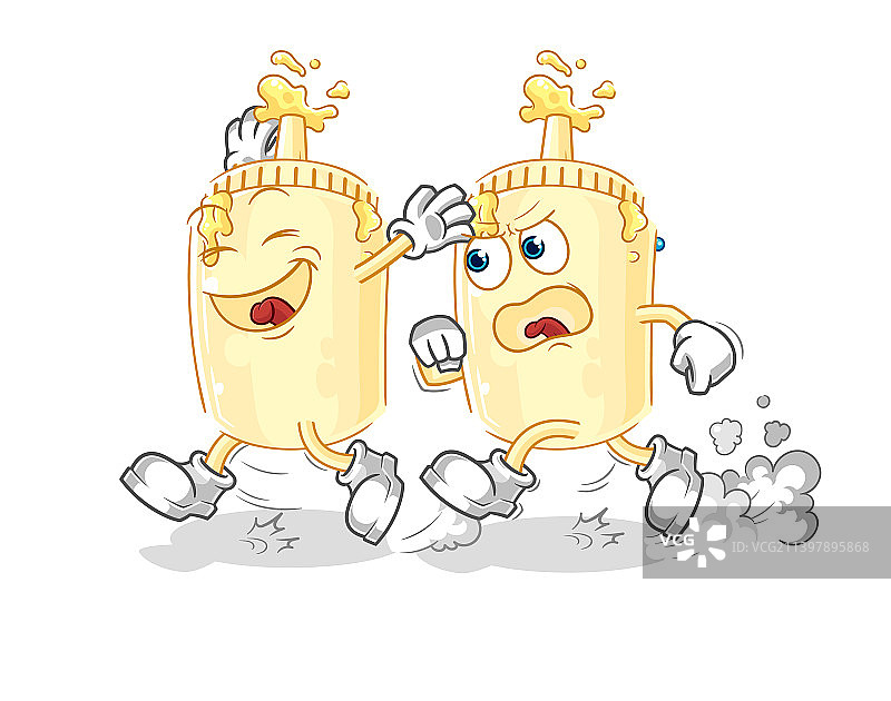 蛋黄酱追逐卡通吉祥物图片素材