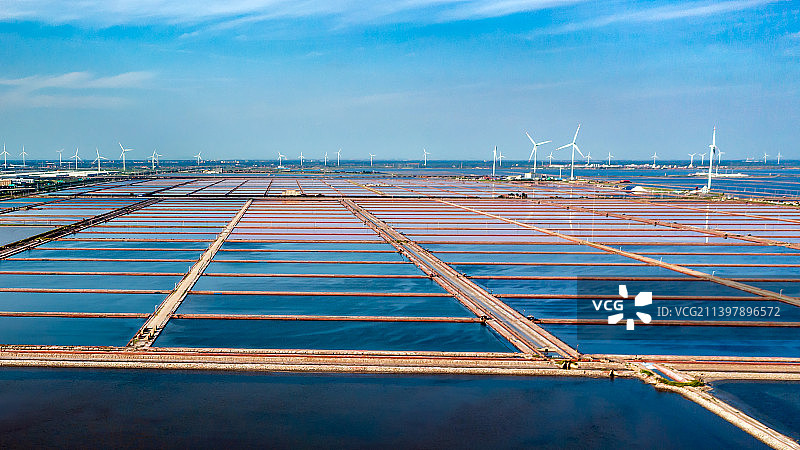 航拍汉沽盐场图片素材