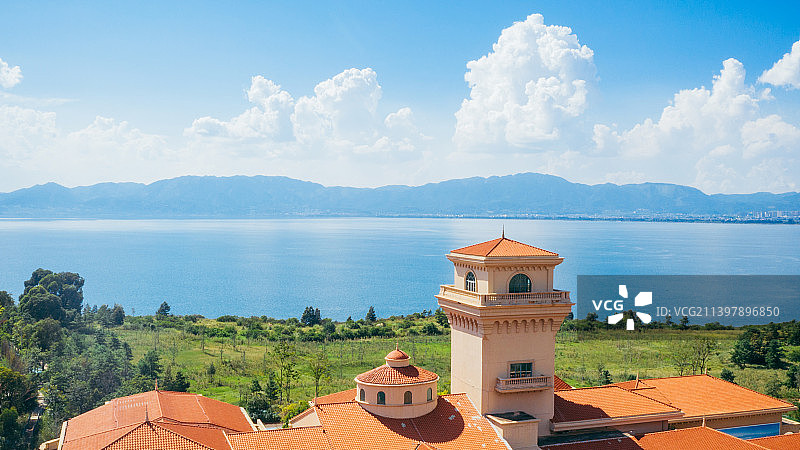 抚仙湖的度假酒店图片素材