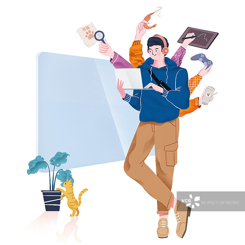 新时代一人多职图片素材