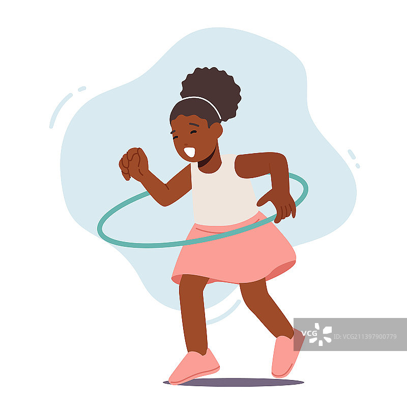 有趣的非洲女孩玩呼啦圈图片素材