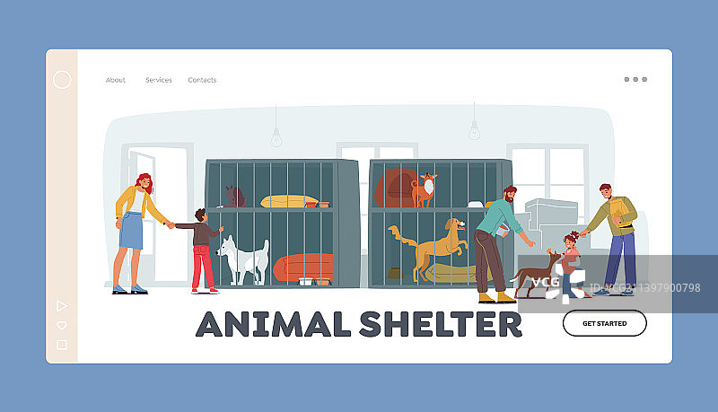 动物收容所着陆页模板图片素材
