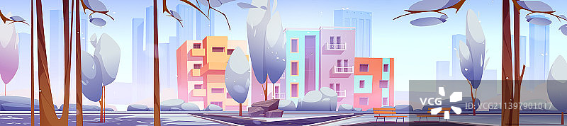 冬季城市街区户外景观图片素材