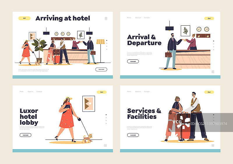 酒店服务到达和离开概念图片素材