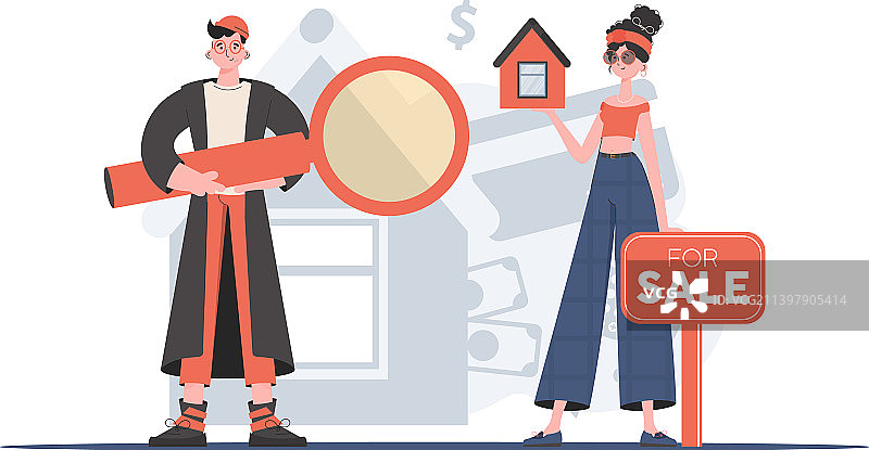 男人和女人房地产经纪人购买房产图片素材