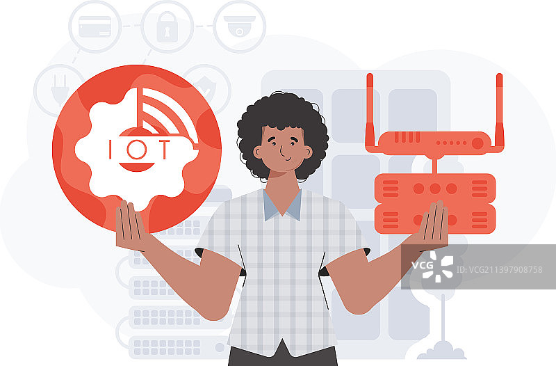 男人手持物联网概念图图片素材