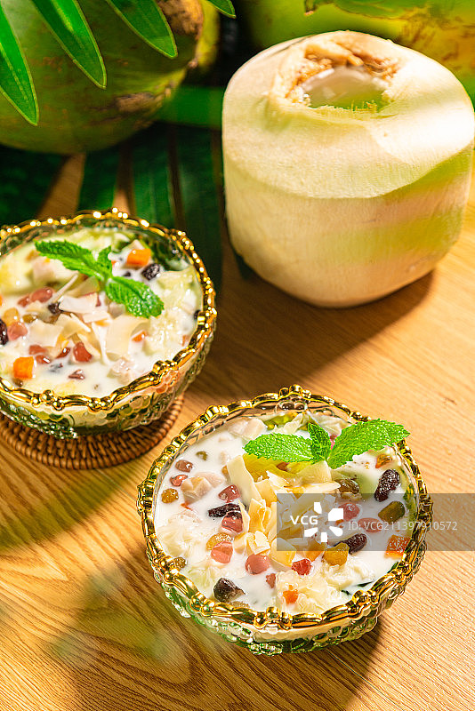 海南甜品 椰奶冻 海南粉 荔枝气泡水 椰奶 椰场景图图片素材