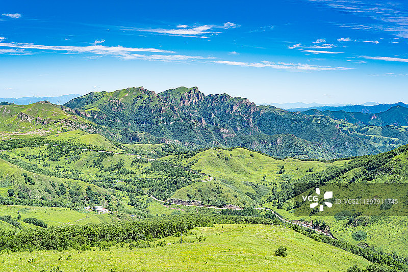 远眺灵山山脉河北涿鹿九山北灵山韭菜山图片素材