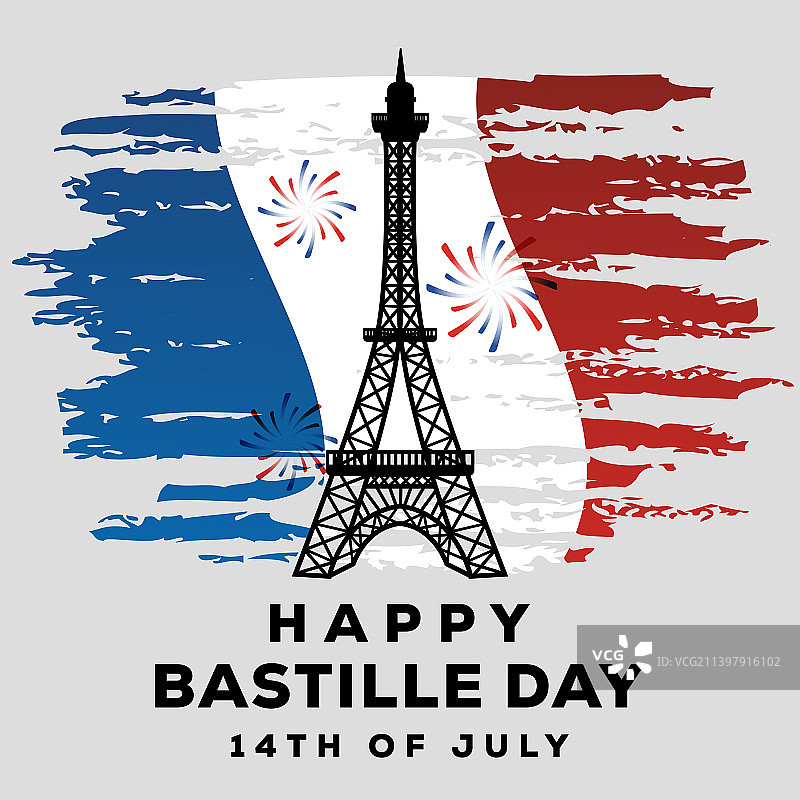 在粗糙的法国国旗上的快乐巴士底日图片素材
