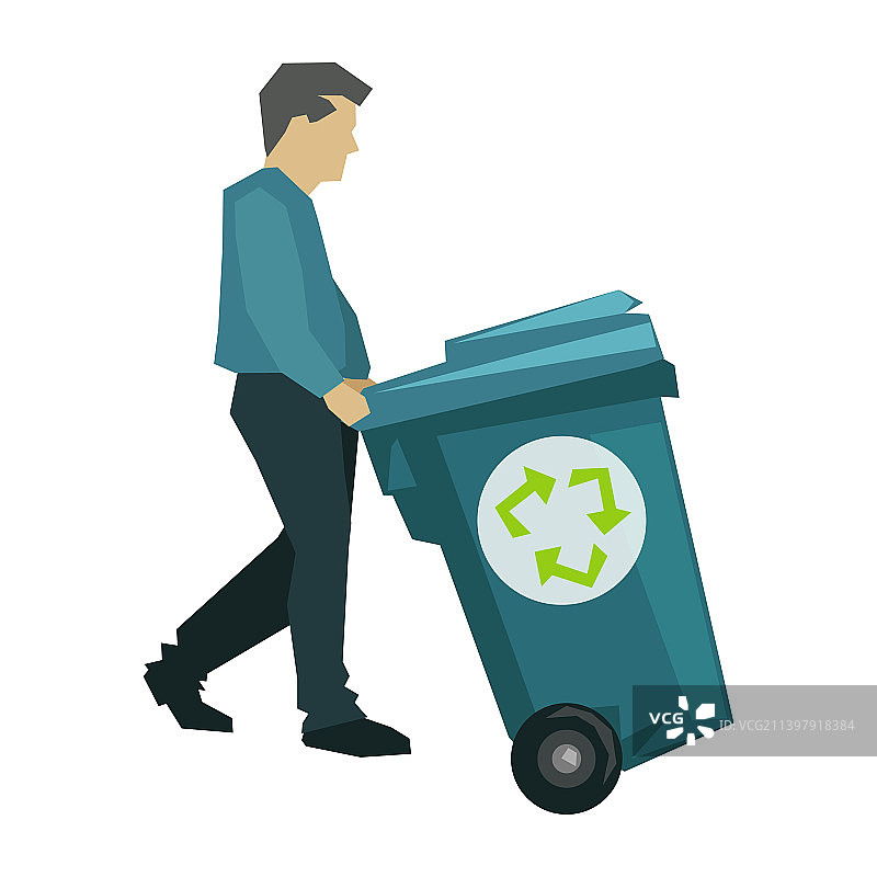 手拿回收箱的男人剪贴画图片素材
