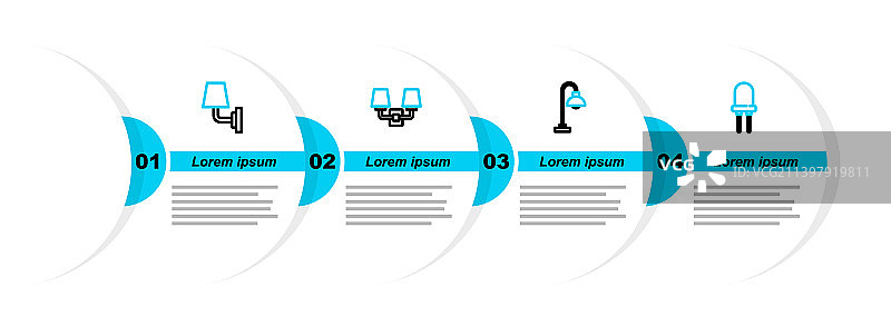 LED落地灯壁灯线性图标图片素材
