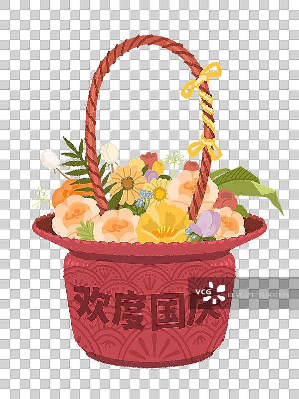 十一国庆花篮插画元素图片素材
