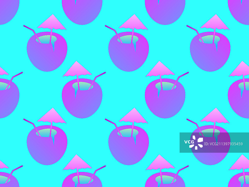 带吸管和伞的椰子鸡尾酒图片素材