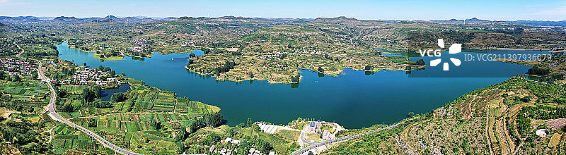 山东枣庄山亭区翼云湖风光图片素材