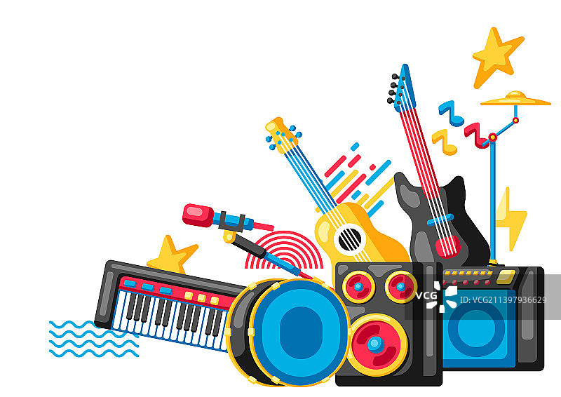 带有乐器的音乐派对背景图片素材