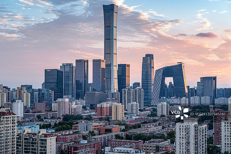 北京国贸CBD城市天际线日落图片素材