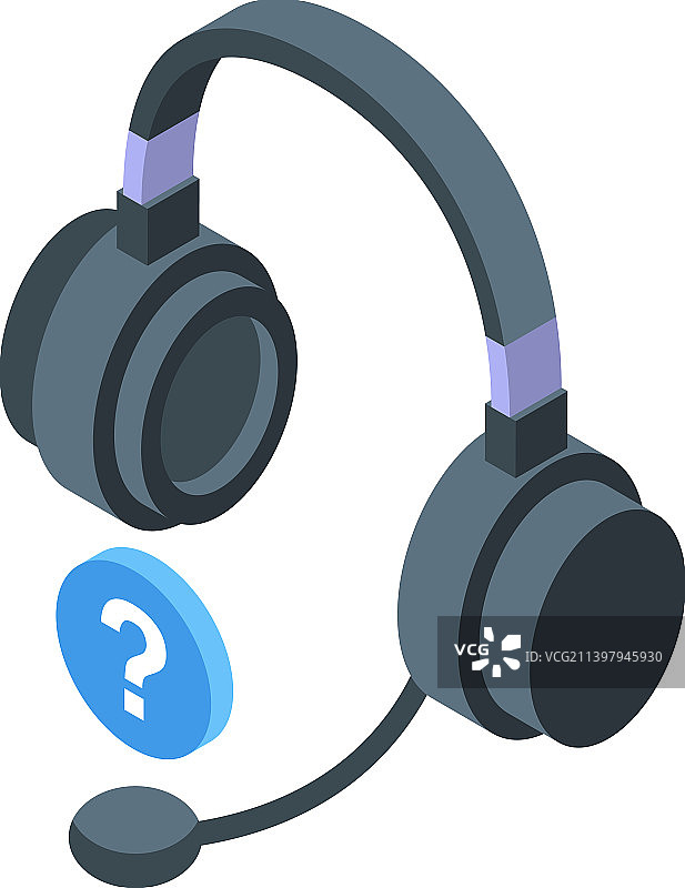 耳机支持呼叫等距图标图片素材