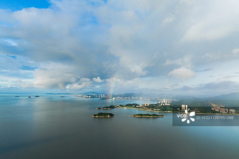 航拍珠海歌剧院彩虹图片素材