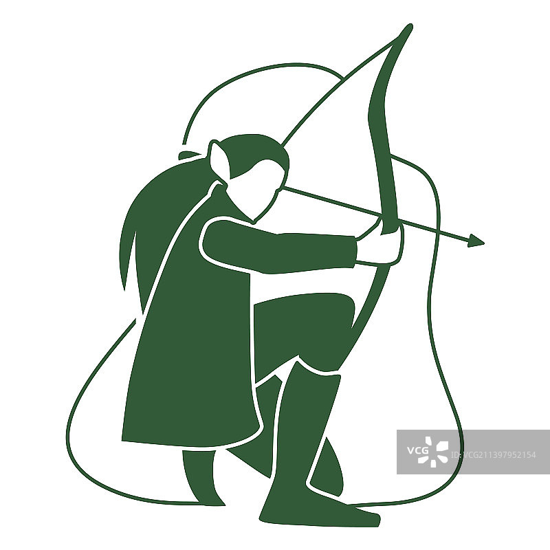 精灵弓箭手女孩剪影图片素材