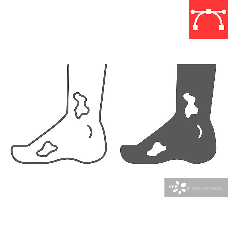 糖尿病足部线性图标图片素材
